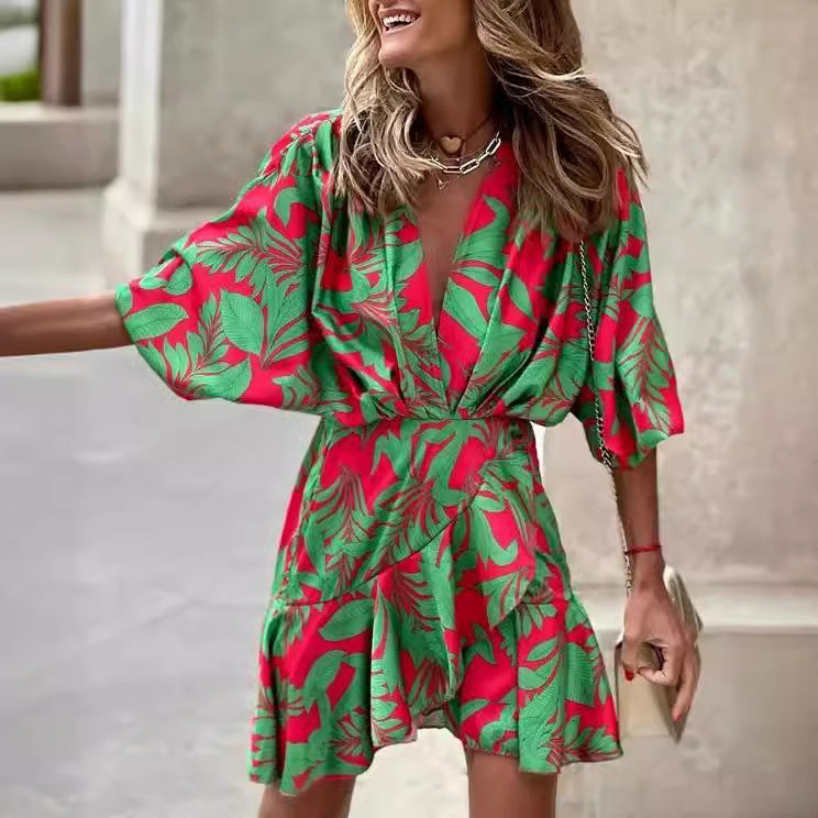 Women's Autumn Batwing Sleeve Hem Irregular Dress