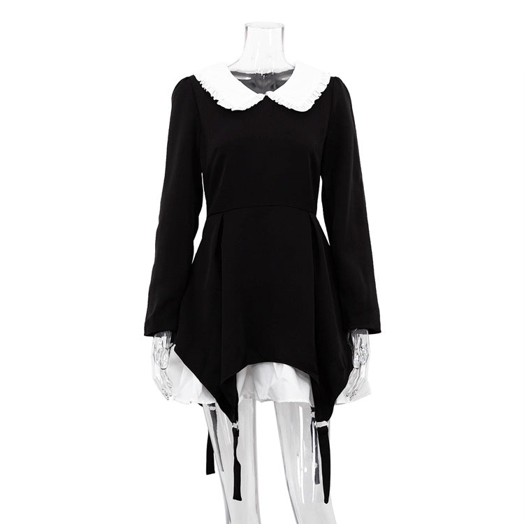 Women's French Style Long Sleeve Doll Collar Design Dresses