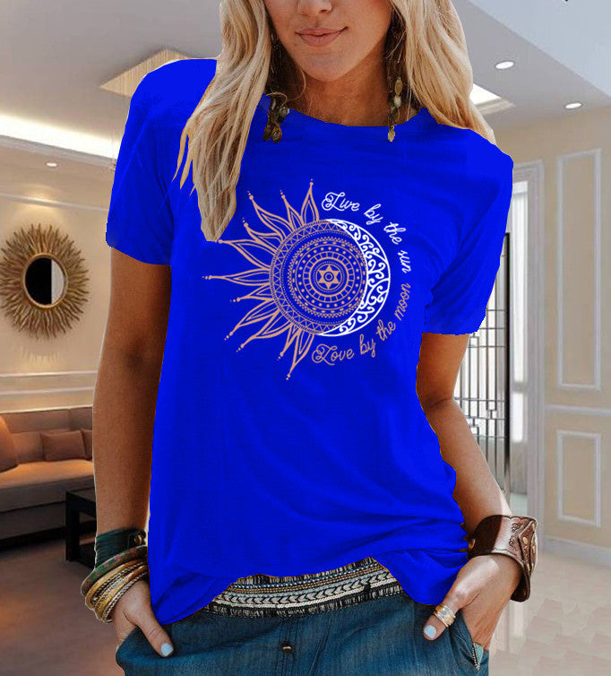 Women's Animal Flowers Print Printed Short-sleeved T-shirt Blouses