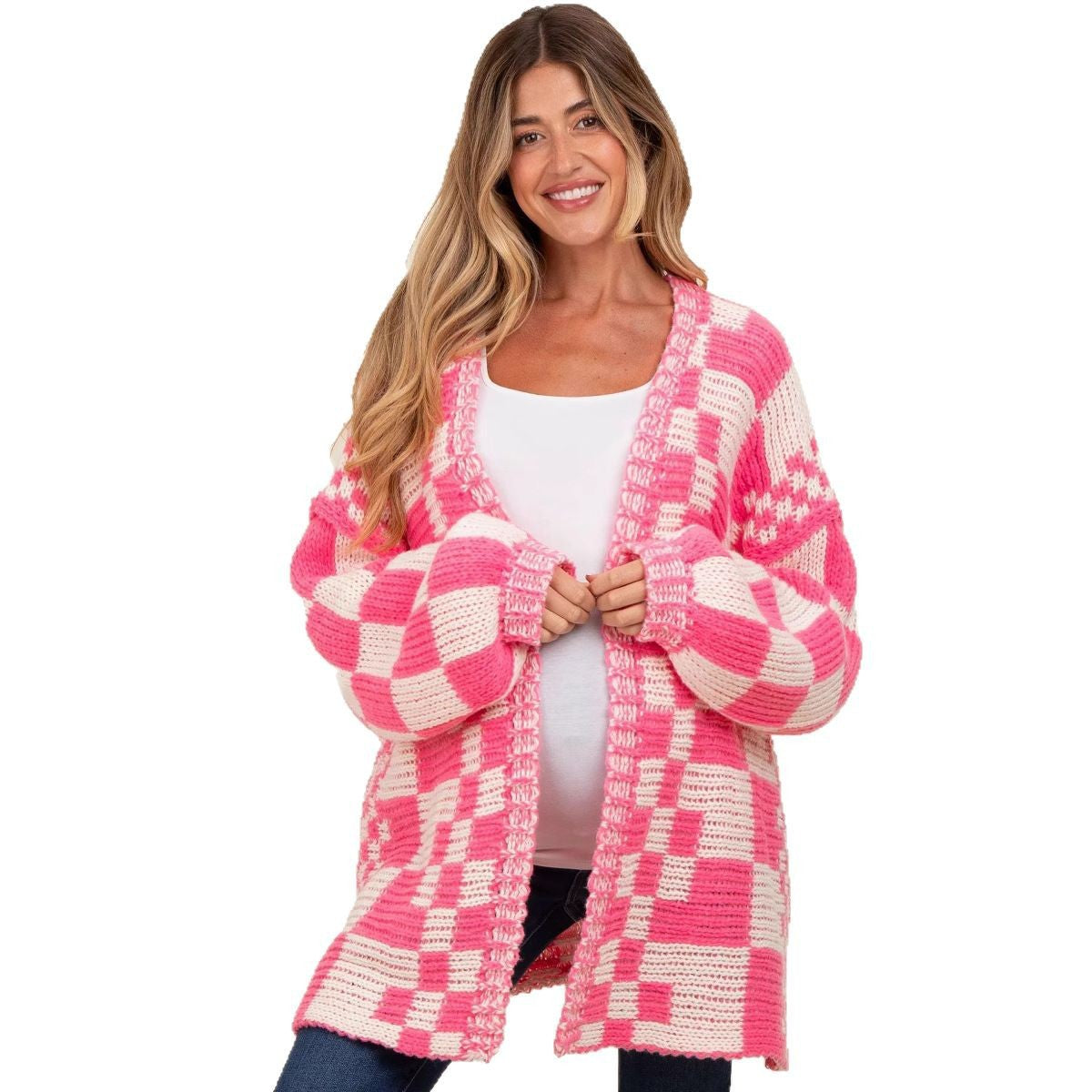 Women's Color Matching Fashion Casual Versatile Long Sweaters