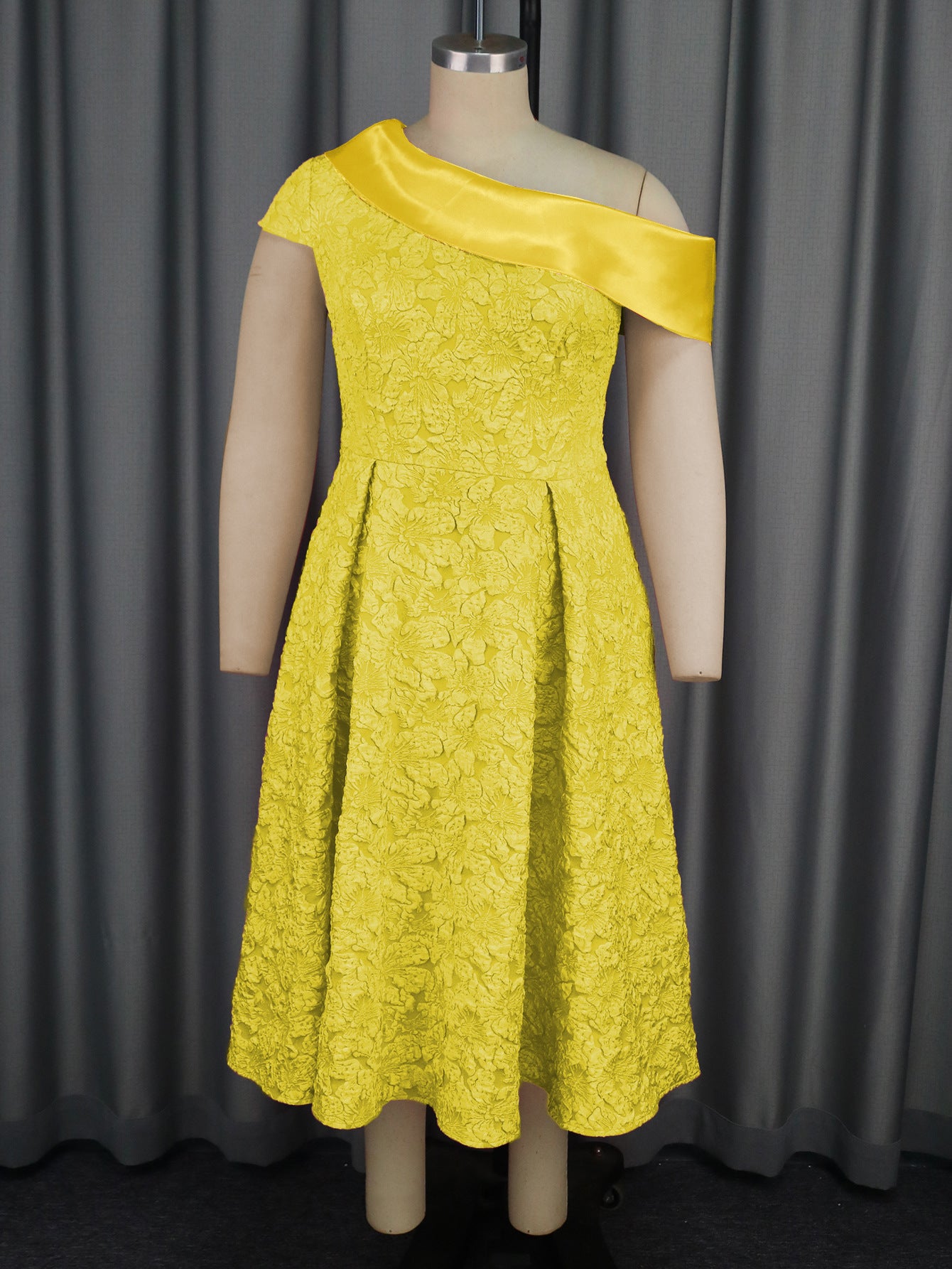 Jacquard Dress Party Banquet Diagonal Collar Dresses