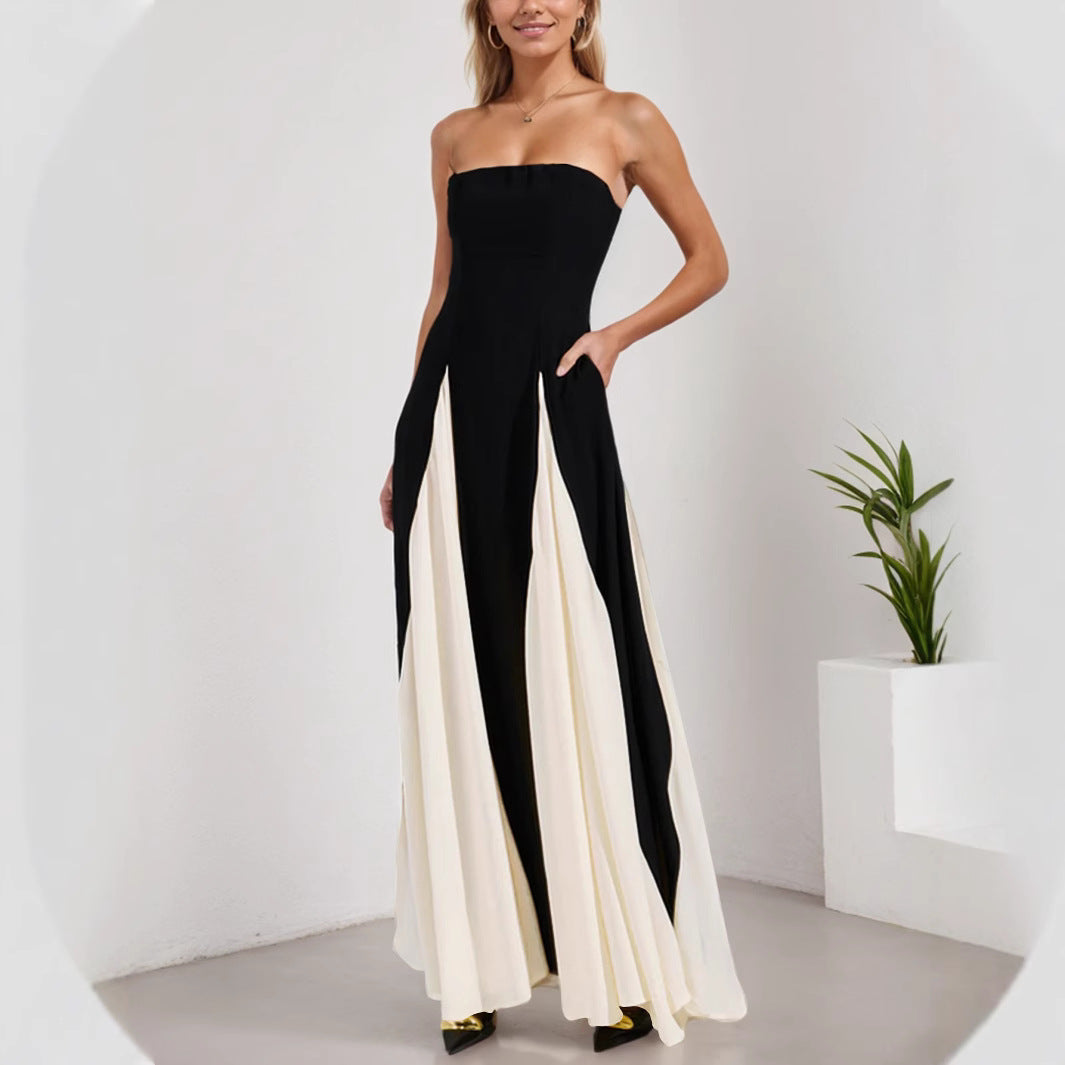 Women's Fashion Wear Sexy Color Contrast Patchwork Dresses