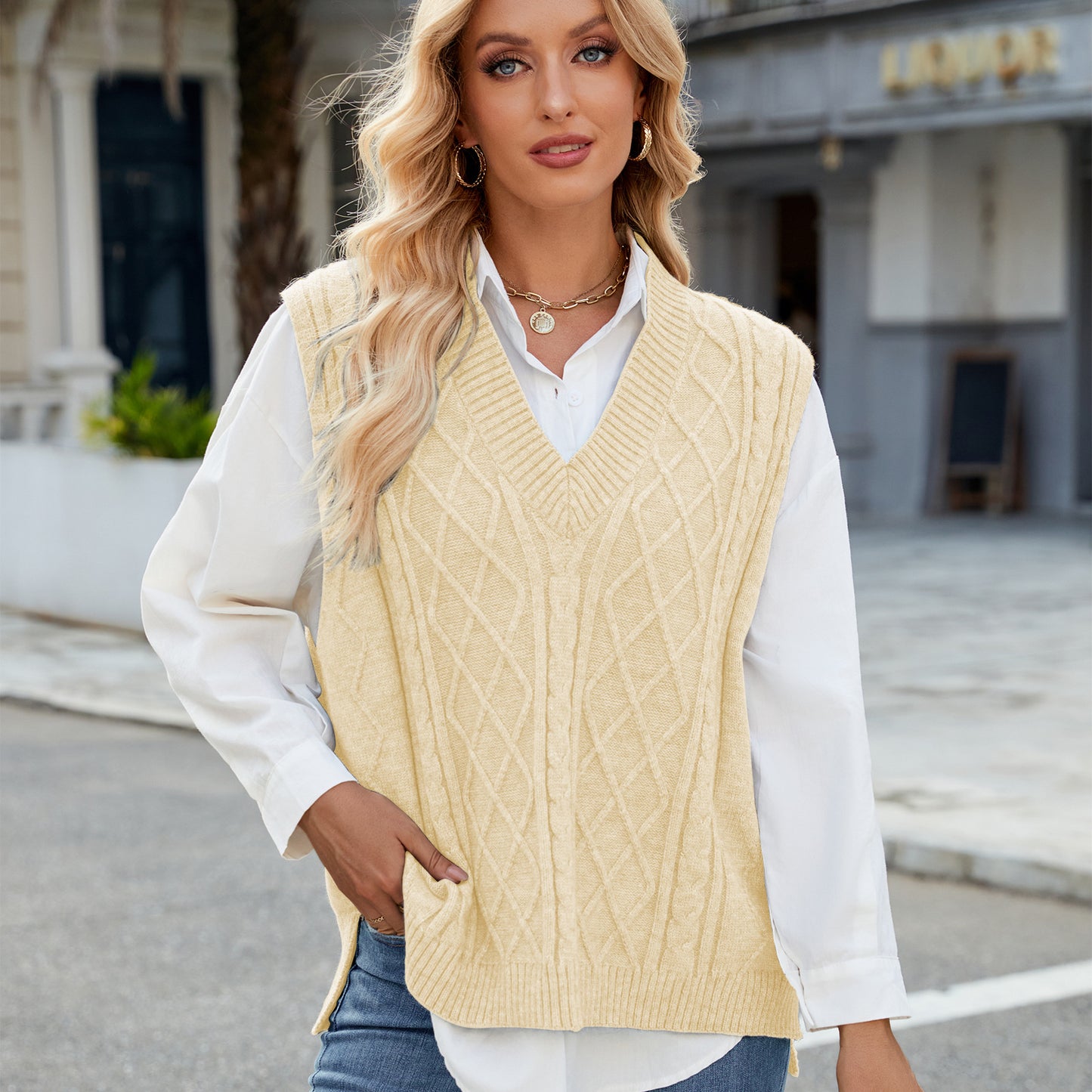 Versatile Glamorous Women's Loose Outer Waistcoat Sweaters