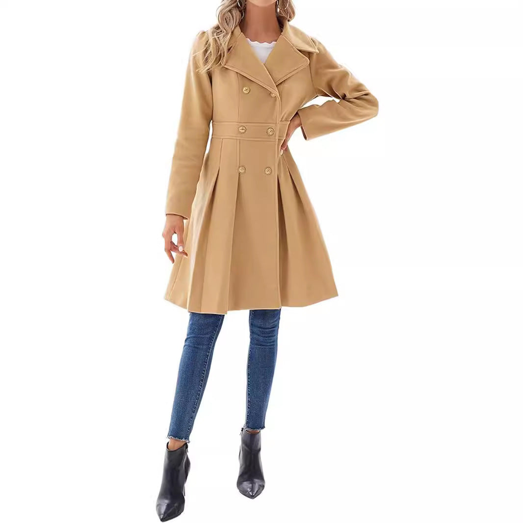 Women's Trench Lapel Double Breasted Pocket A- Coats