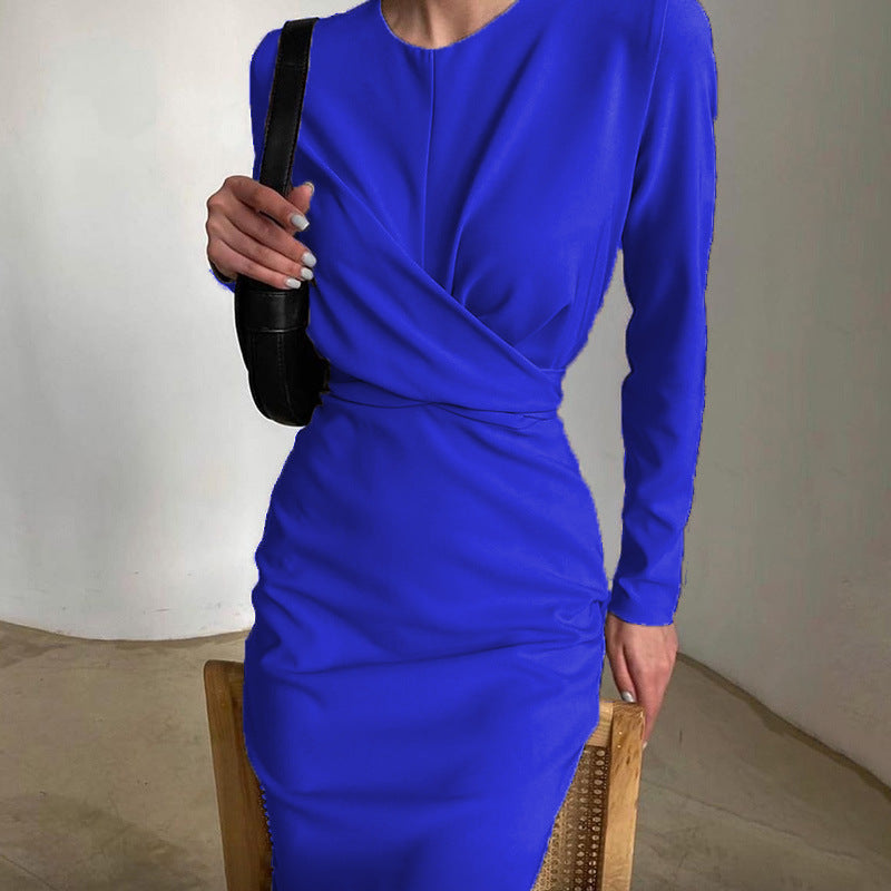 Women's Long Sleeve Autumn French Retro Slim Fit Slimming Dress