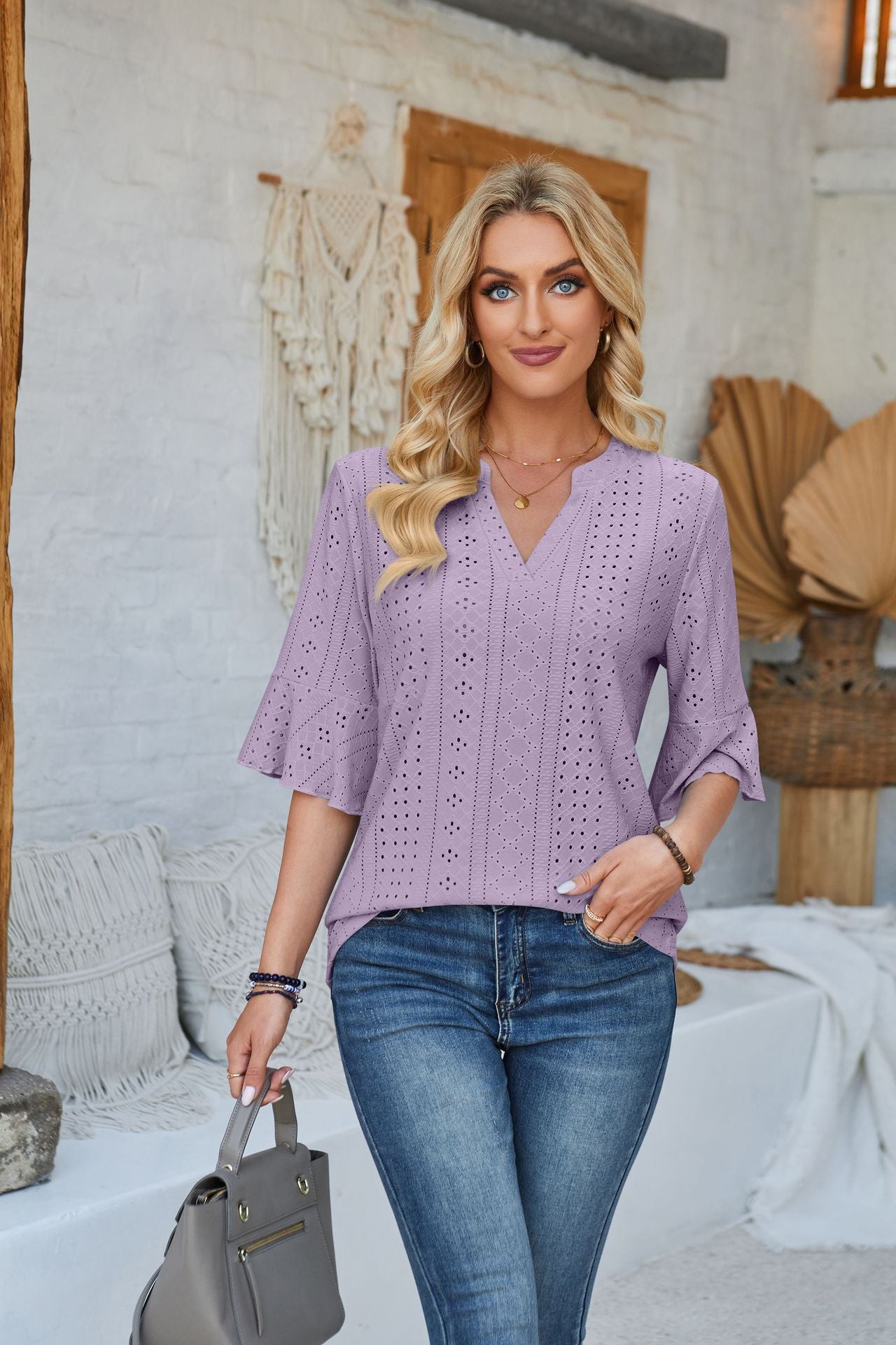 Women's Solid Color Half Sleeve Loose T-shirt Blouses