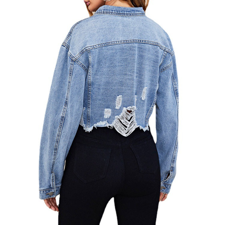 New Stylish Versatile Traceable Denim Ripped Jackets