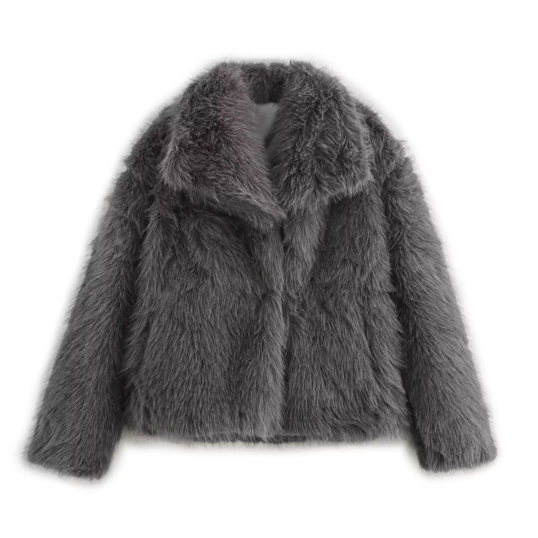 Women's Fashion Luxury Texture Imitation Fur Effect Coats