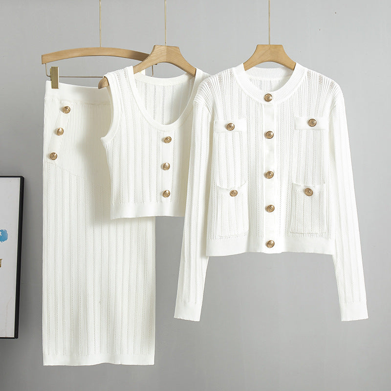 Comfortable Slouchy Women's Knitting Three-piece Set Fashion Casual Suit