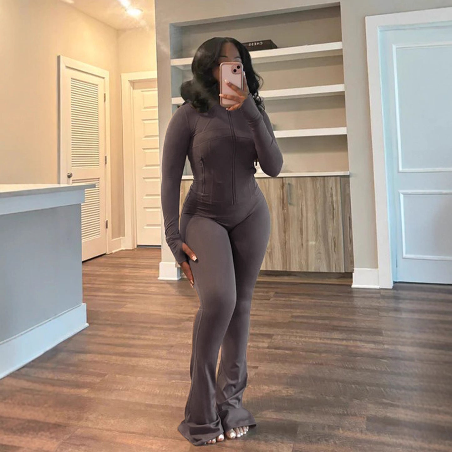 Women's Sports Leisure Sexy Tight Long-sleeved Horn Two-piece Clothing