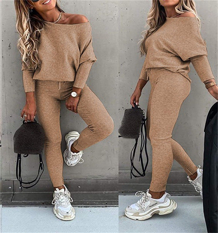Women's Solid Color Lace Up Sports Trousers Suits