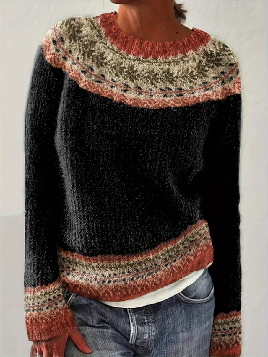 Women's Round Neck Multicolor Loose Fashion Pullover Sweaters