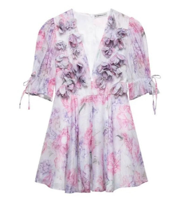 Women's Three-dimensional Petals Decorative Waist Princess Dress Dresses