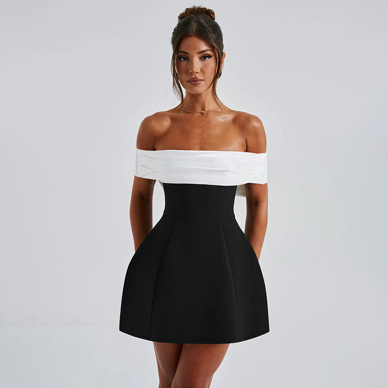 Women's Sexy Dress Elegant Slim Contrast Color Dresses