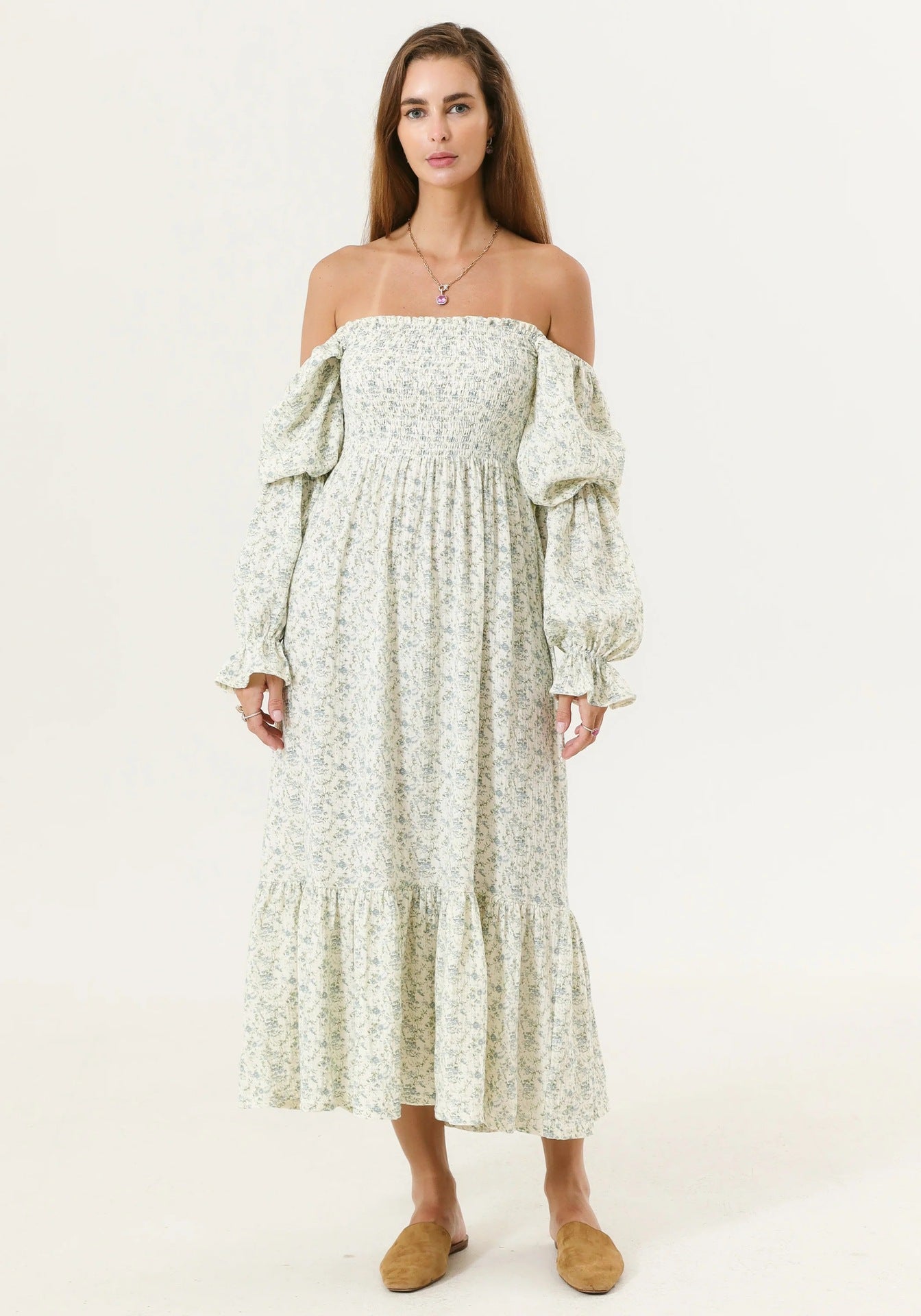 Women's Casual Bell Sleeve Chiffon Dress Spring Dresses