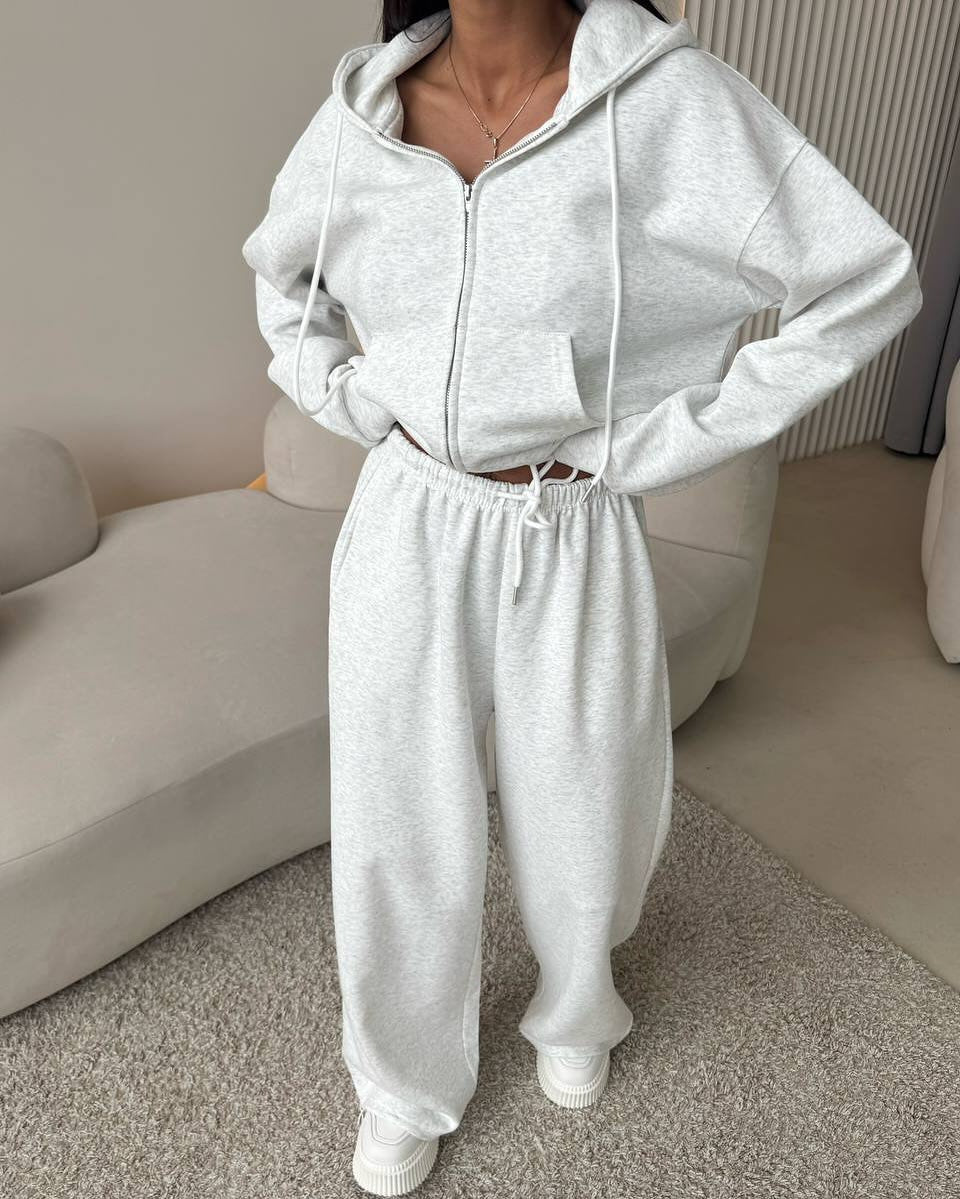 Sports Long Sleeve Zipper Hoodie Trousers Suits