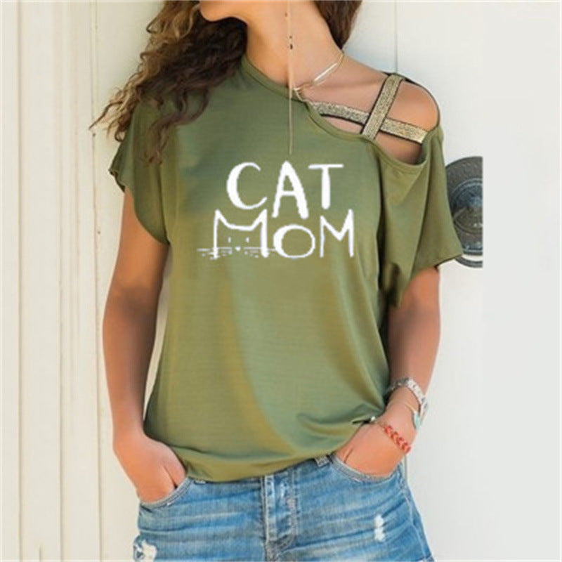 Women's Casual Cross Irregular Short-sleeved T-shirt Blouses