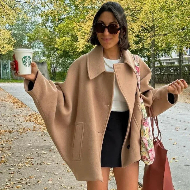 Women's New Single-breasted Lapel Loose Wool Jackets