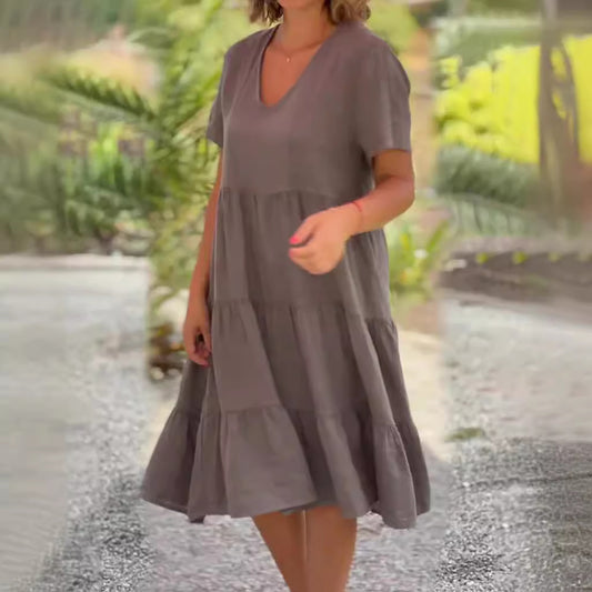 Women's Fresh Sweet Solid Color Wide Hem Dresses