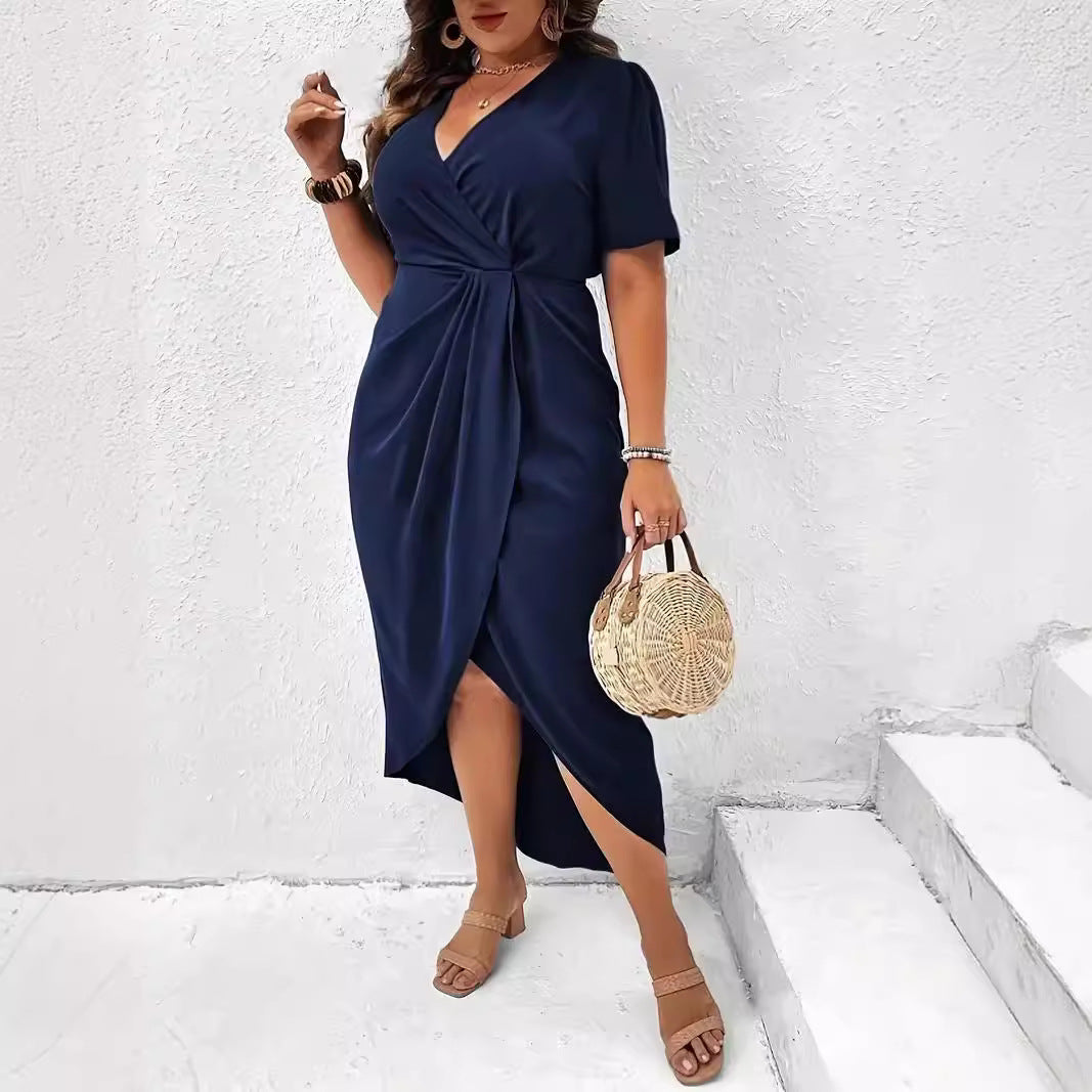 Women's V Sexy Dress Waist Trimming Fashion Dresses