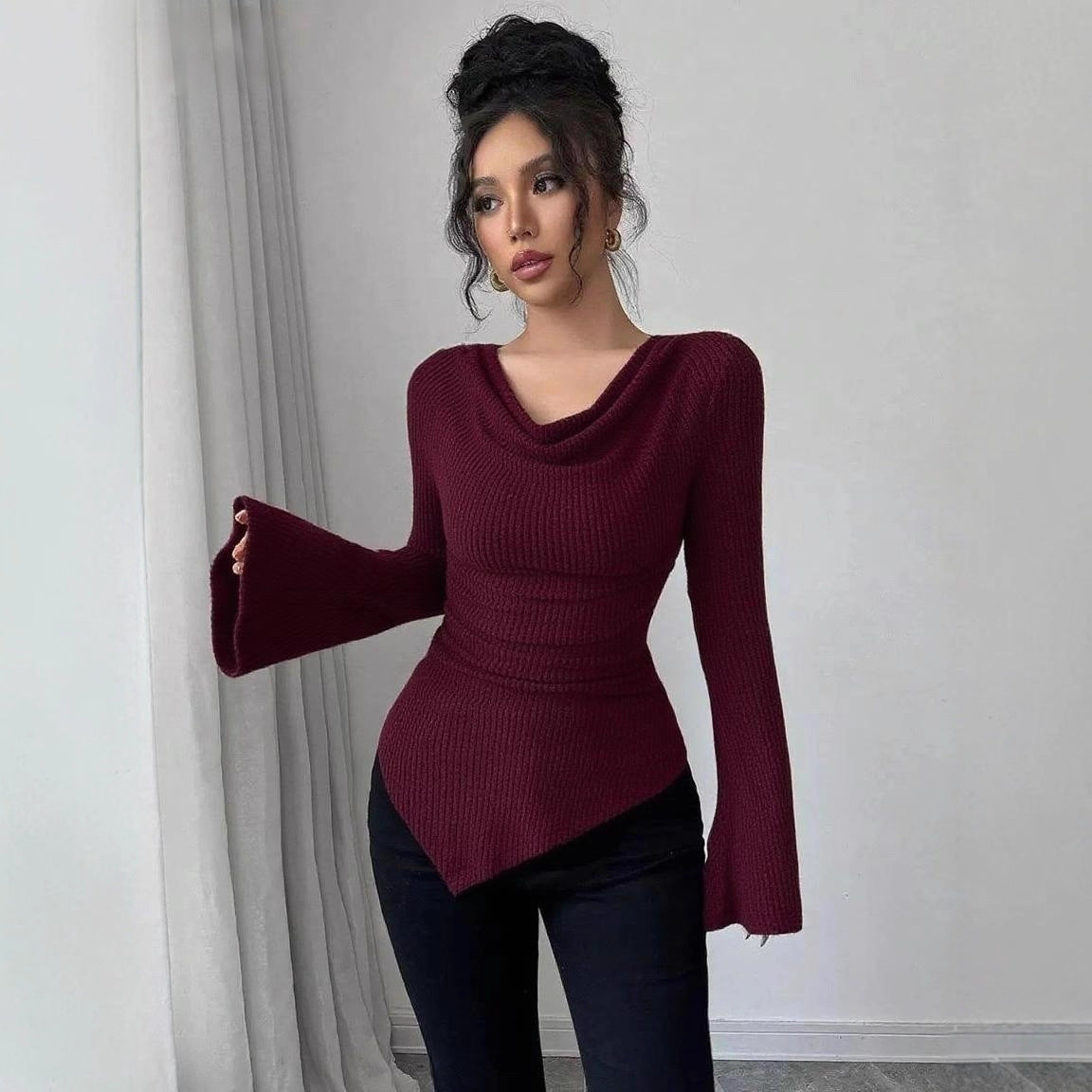 Women's Ribbing Bottoming Slim Knit Long-sleeved Commuter Women's Sweater