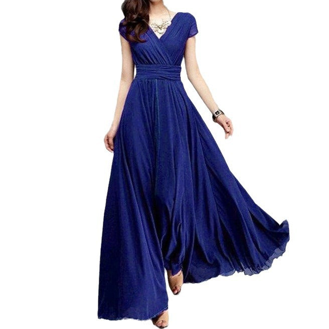 Sleeve Bohemian Chiffon Slim Looking Belly Dress