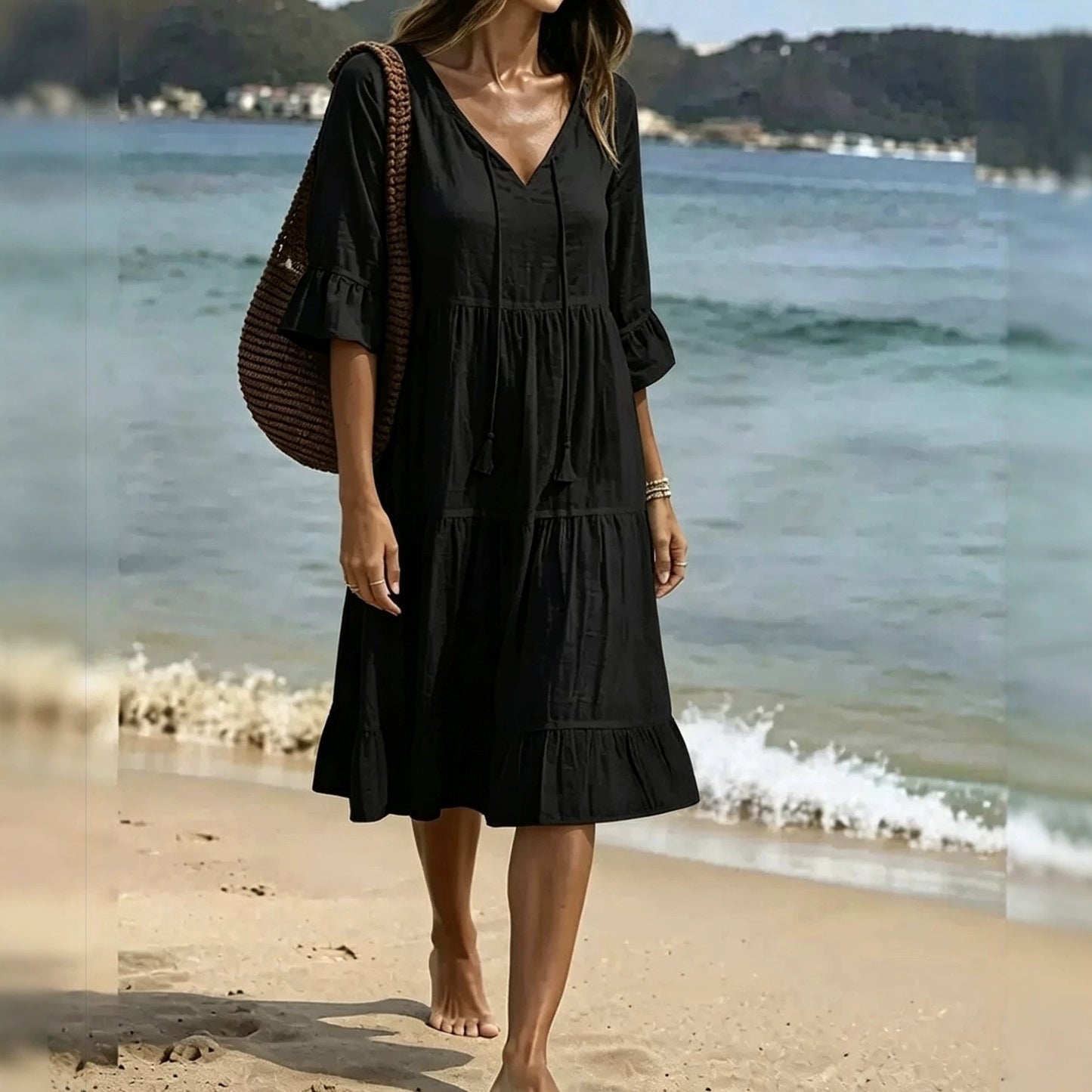 Women's Autumn Layered Fashion Loose Vacation Dress