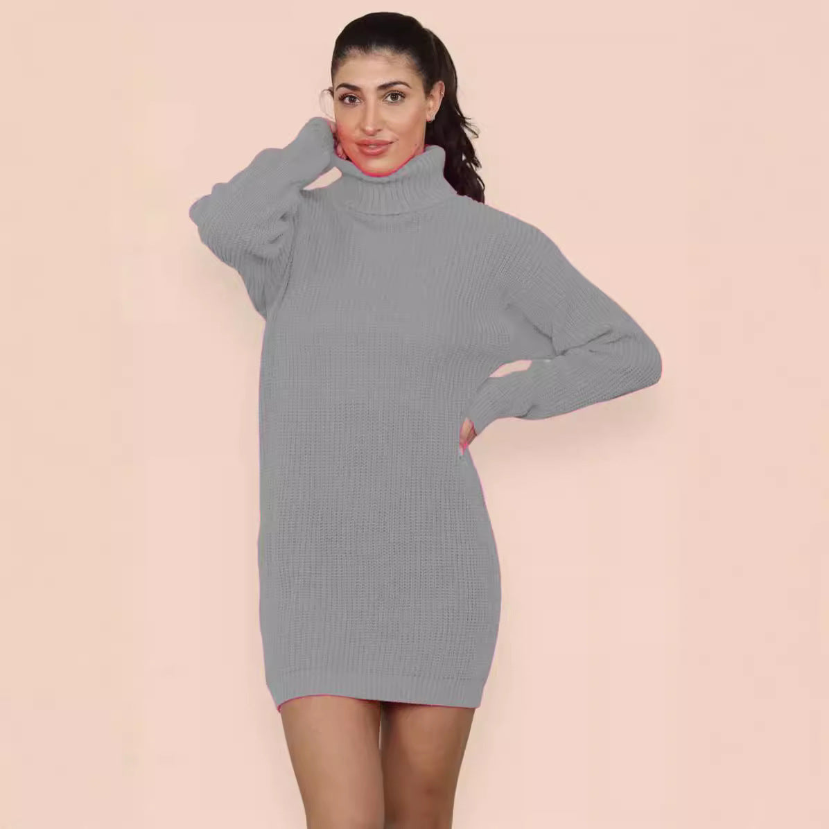 Casual Elegant Women's Lapel Mid-length Dress Women's Sweater
