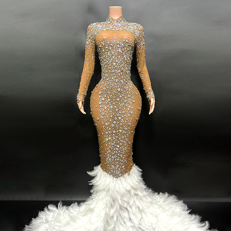 Sparking Diamonds Elegant Pink Fathers Dress Dresses