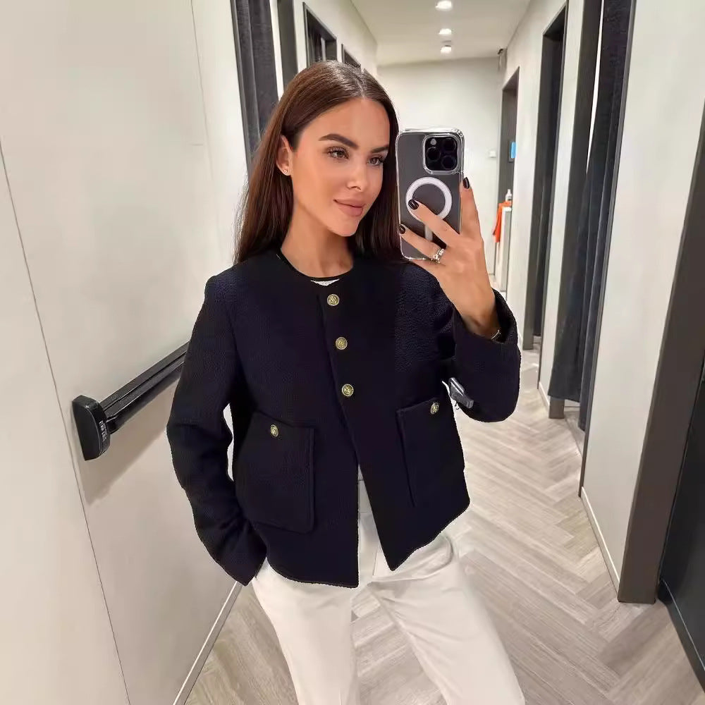 Women's Autumn Casual Single-breasted Round Neck Long Coats