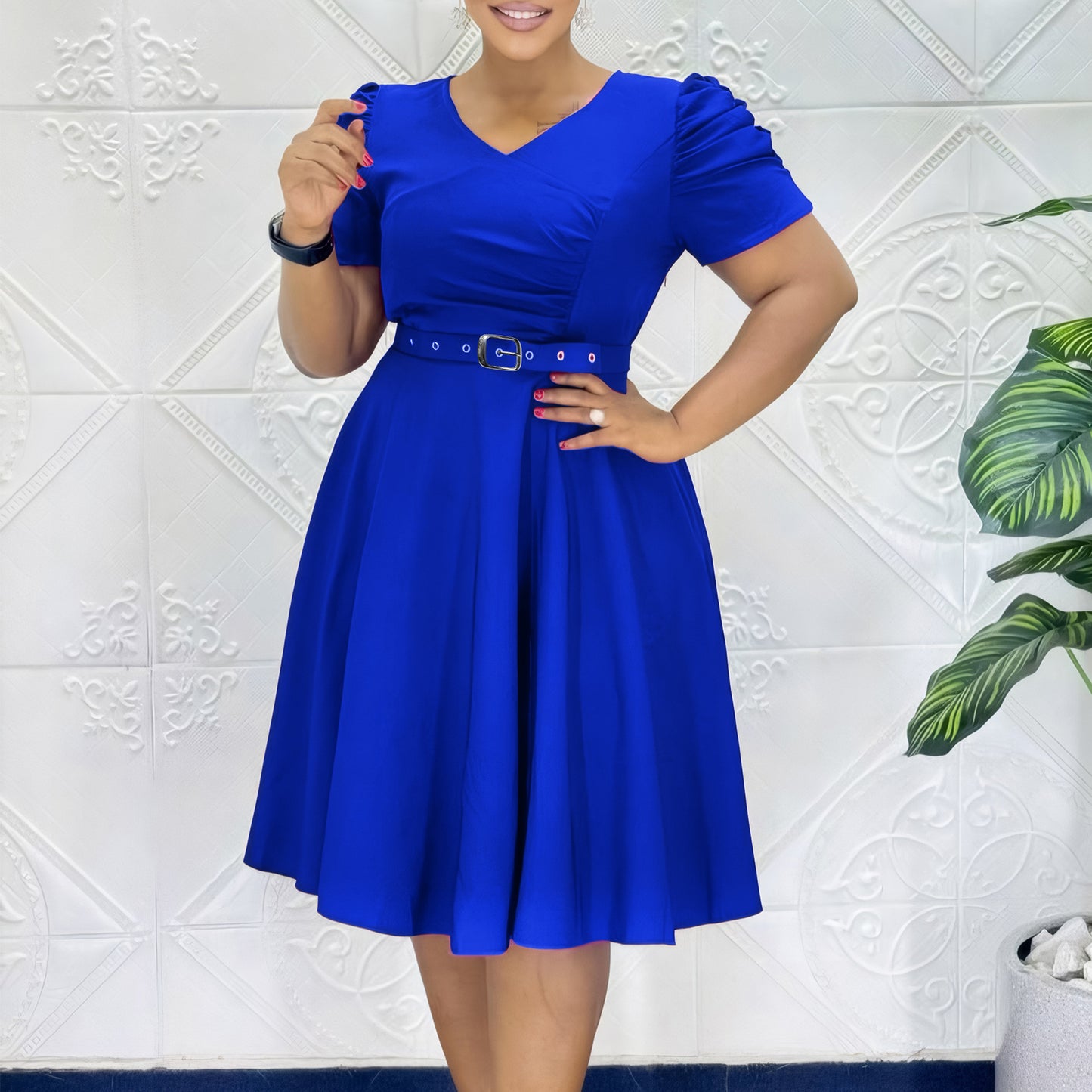 Women's Fashionable Pleated Elegant Large Swing African Dress