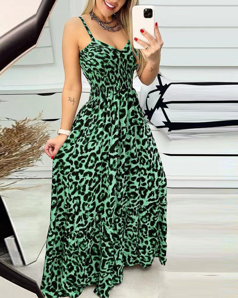 Women's Summer Leopard Print Brace High-waisted Sexy Skirts