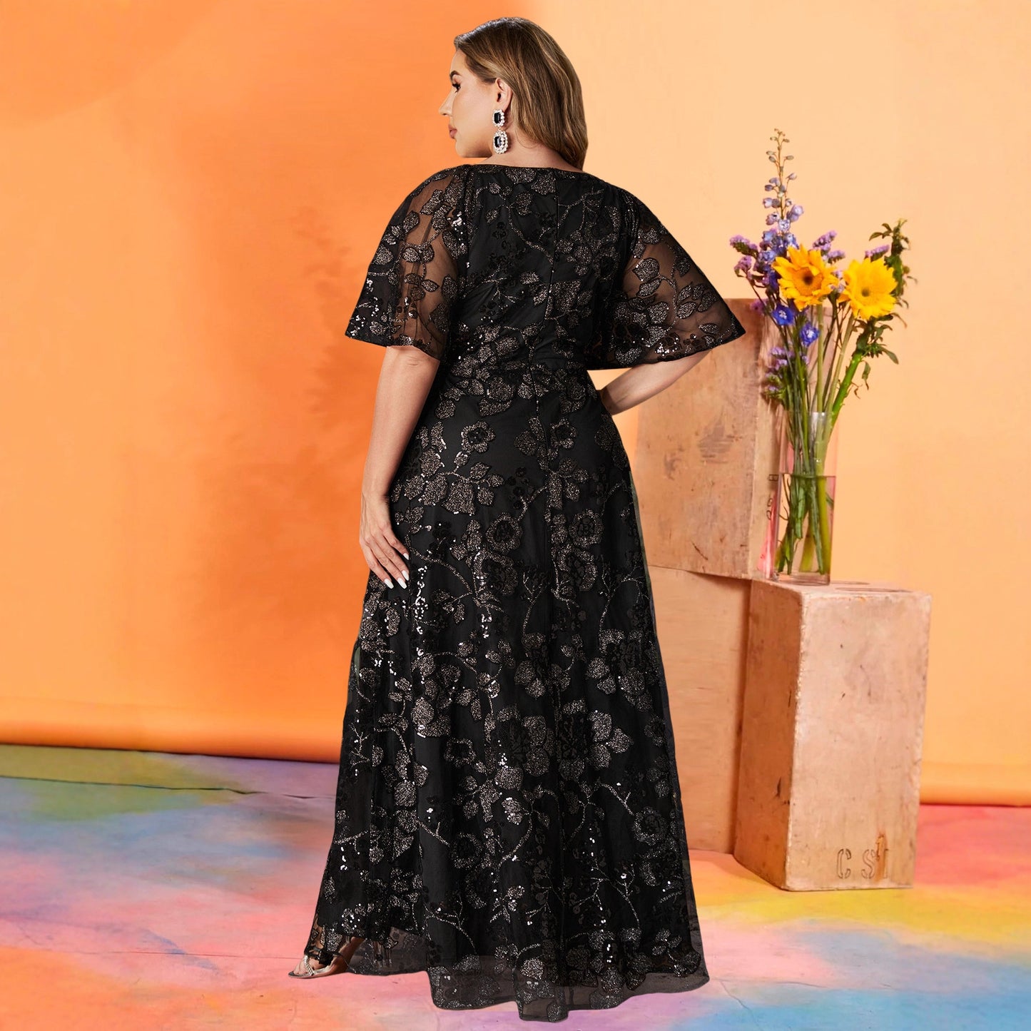 Women's Large Dress Sequined Printed Fat Dresses
