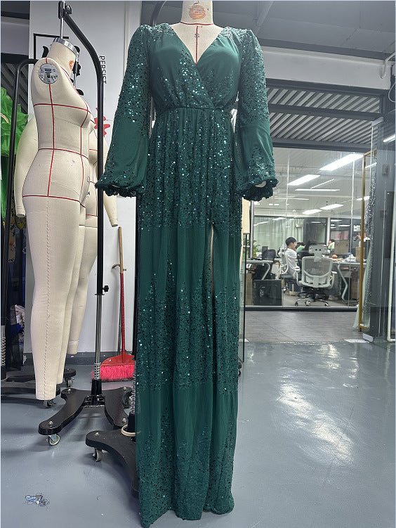 Women's Long Sleeve Elegant Sexy Sequined Banquet Dresses