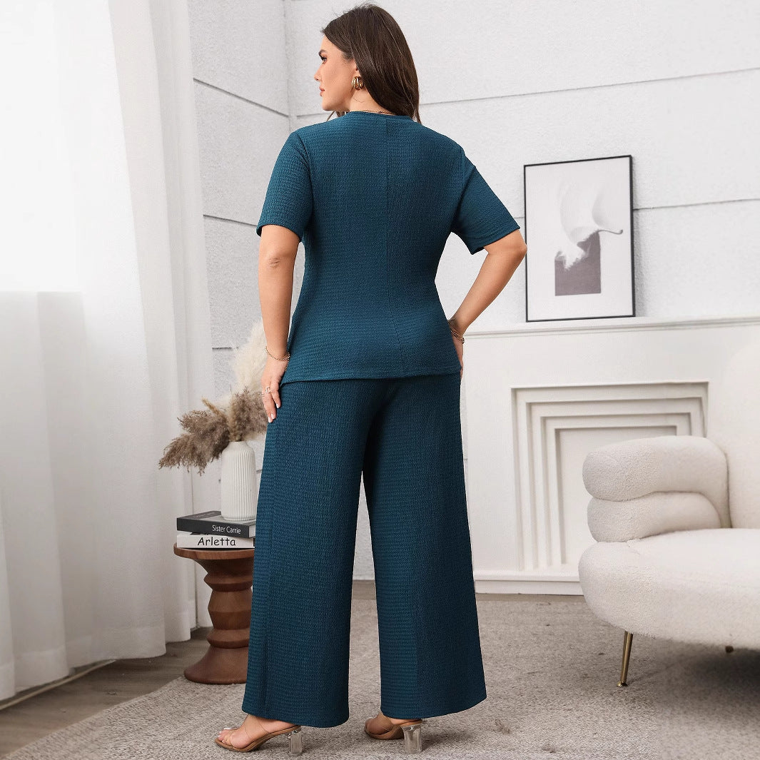 Women's Temperament Leisure Solid Color Sleeve Wide Suits