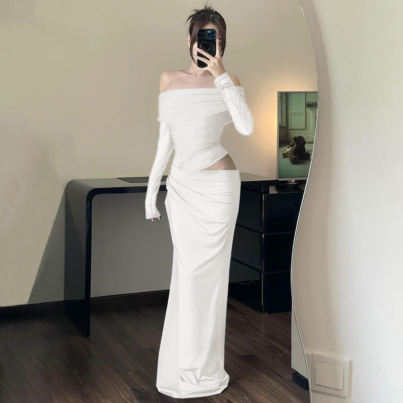Women's Sexy Pure Desire Mesh Stitching Long Dresses