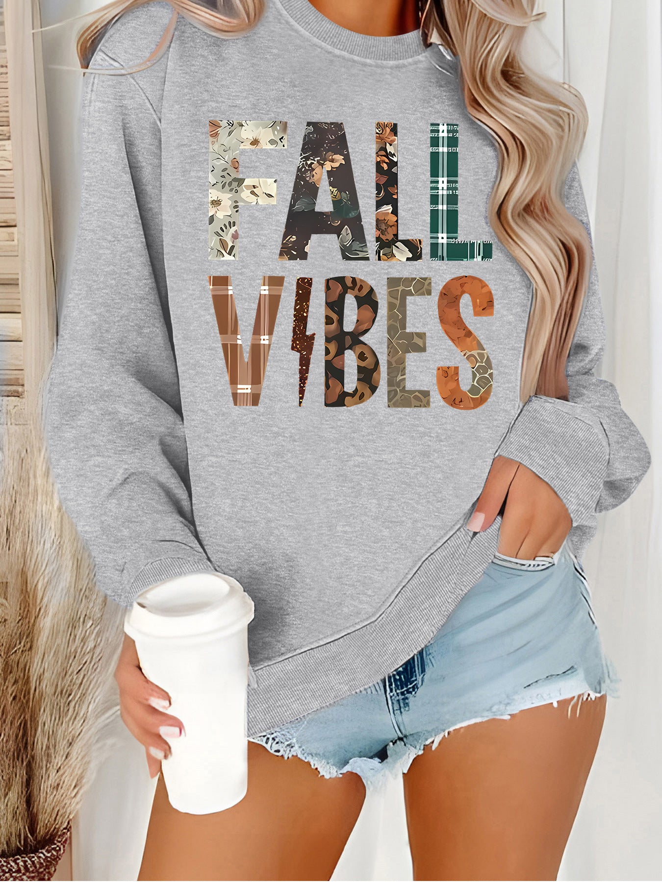 Attractive Women's Printed Fashion Base Long-sleeved Women's Sweater, Sweater