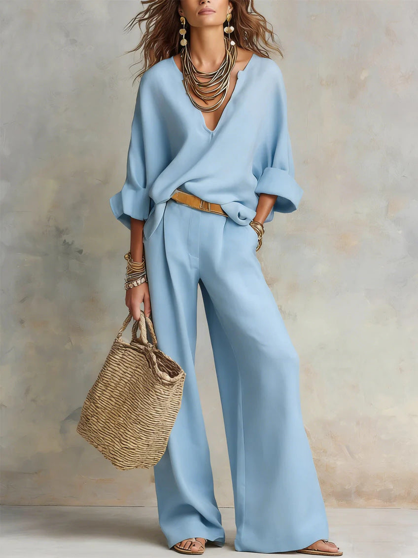 Versatile Natural Linen Loose Vacation Two-piece Fashion Casual Suit