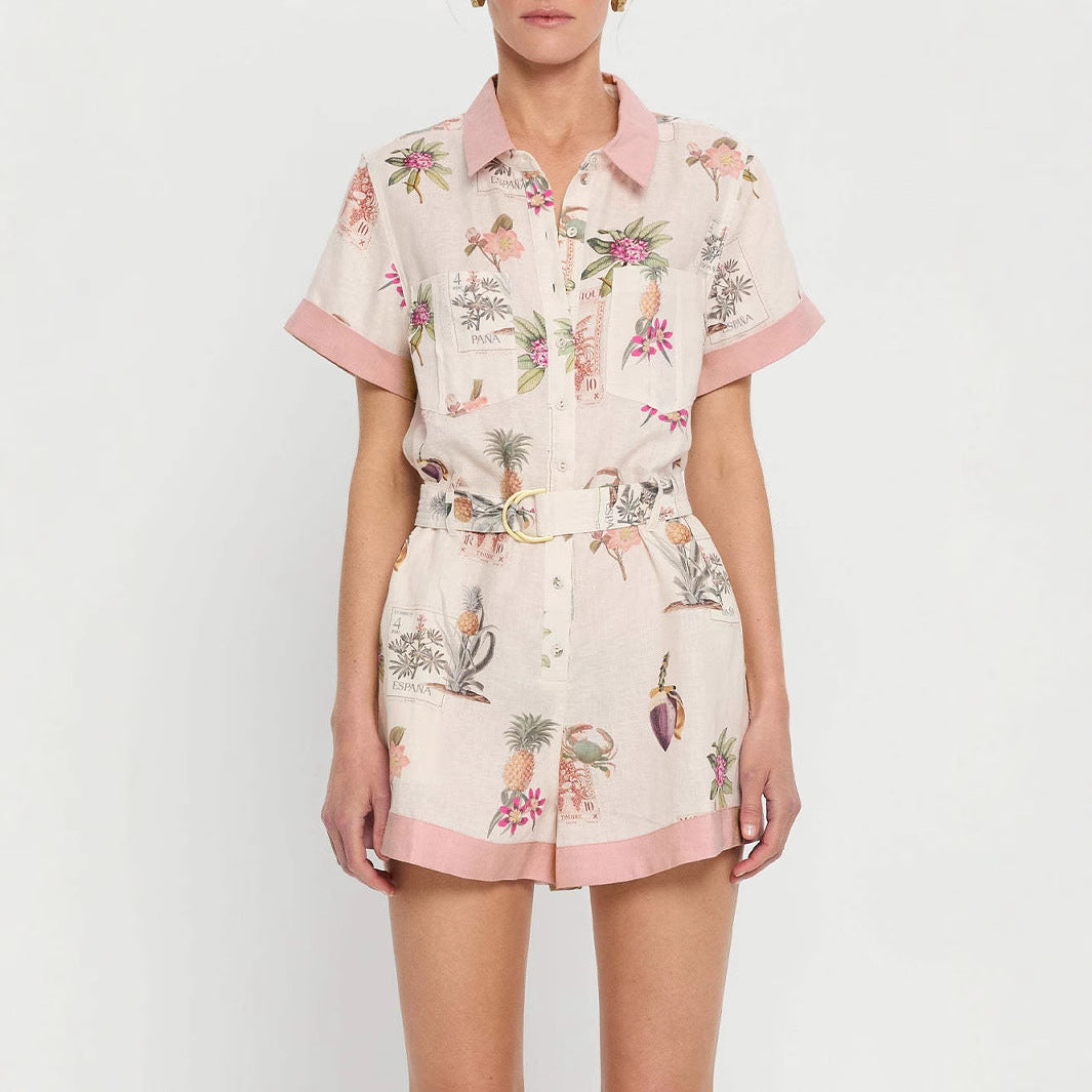 Pretty Charming Stylish Elegant Linen Shirt Jumpsuits
