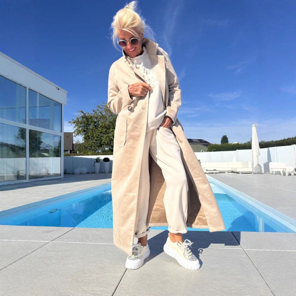 Suede Long Sleeve Casual Versatile Outerwear Coats