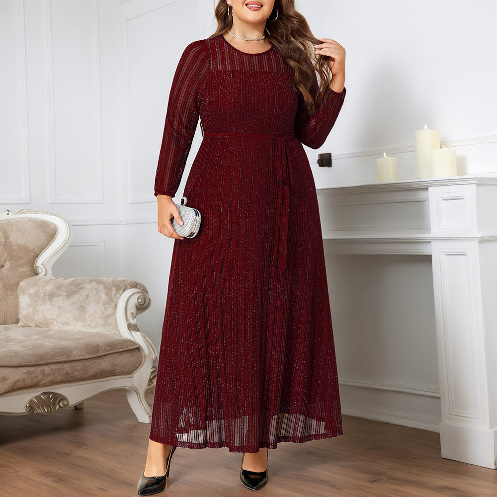 Sier Pink Shiny Elegant Lace Up Mesh Dresses