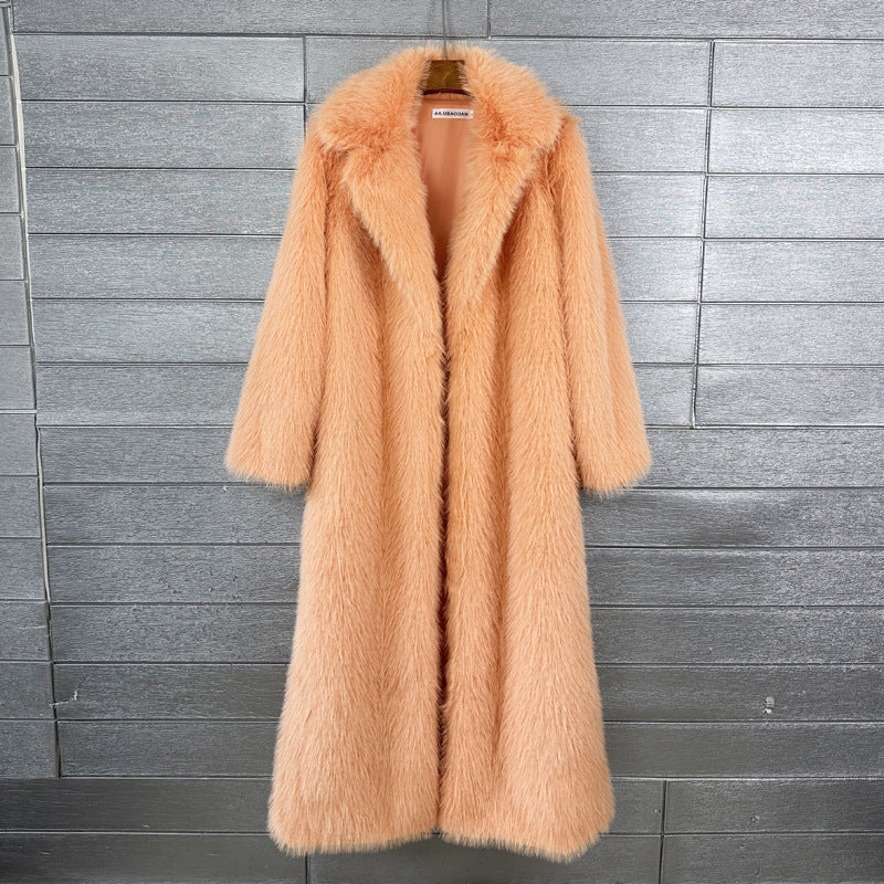 Women's Thick Imitation Plush Furry Fur Extended Coats