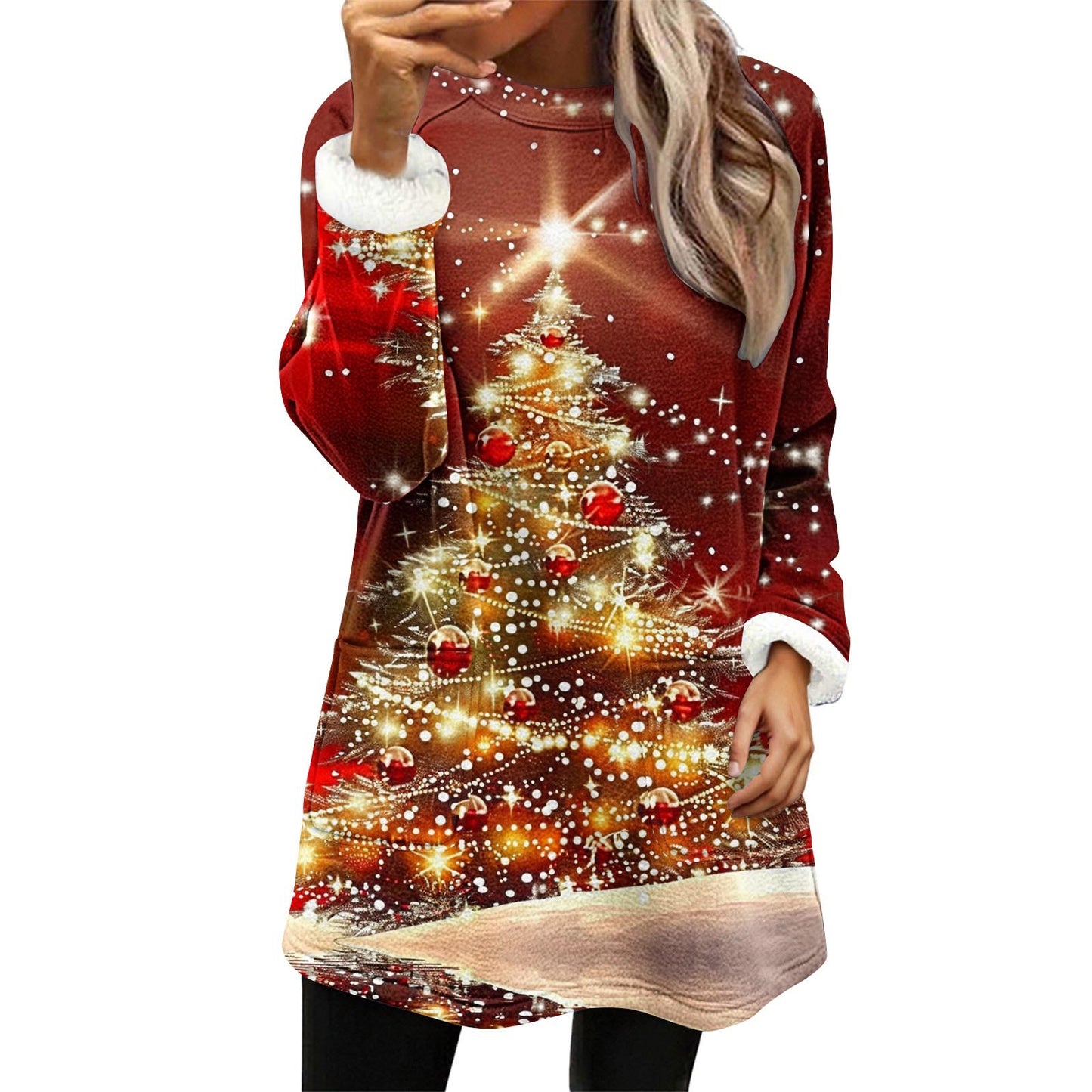 Christmas Snowman Digital Printing Casual Wide-sleeved Veet Women's Sweater, Sweater