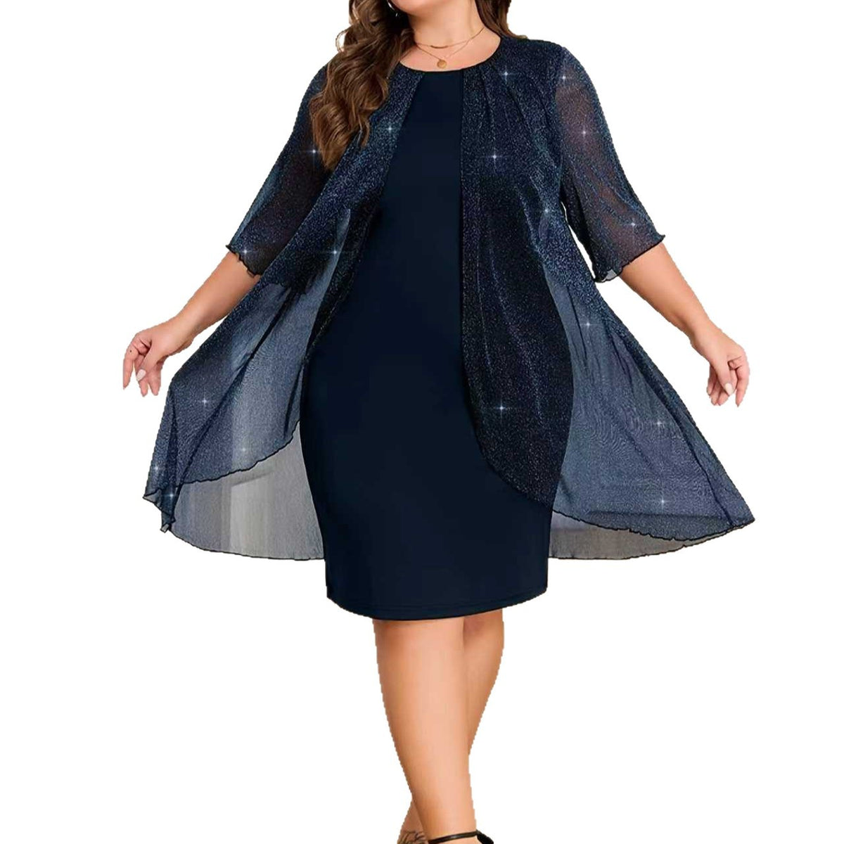Women's Pure Color Mesh Fashion Comfort Casual Dress