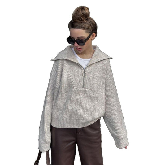 Women's Retro Long-sleeved Loose Design Pullover Sweaters