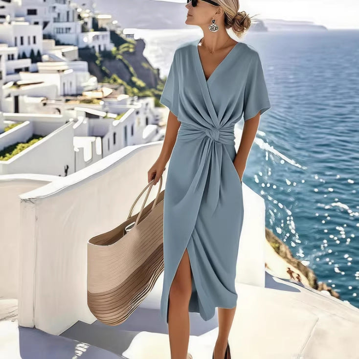 Women's Commuting Fashion Forged Split Solid Color Dress