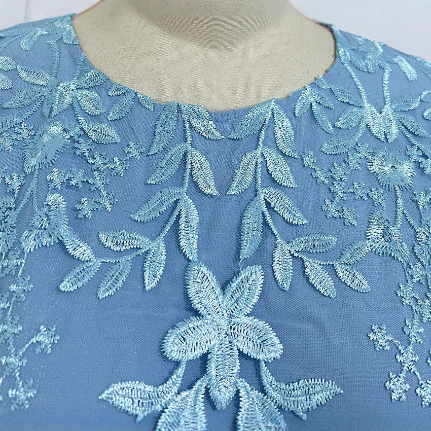 Women's Festival Dress Stitching Embroidered Lace Slim Plus Size
