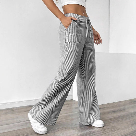 Women's Spring Striped Casual Fashion Loose Trousers Pants