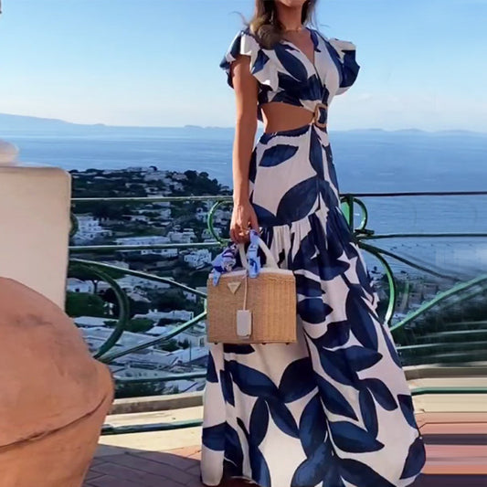Spring Festival Trend Printed Puff Sleeve Dresses