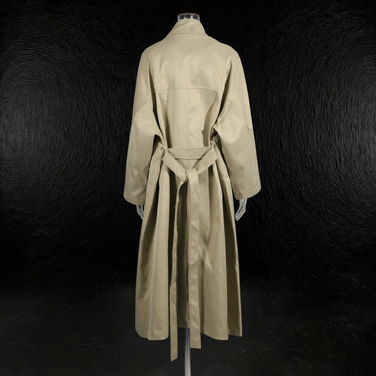 Women's Elegant Stand Collar Trench Loose Design One Button Coats